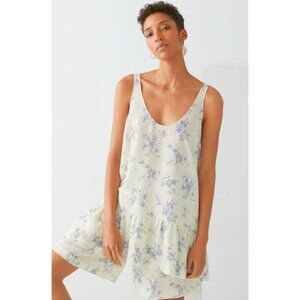 & Other Stories Floral Dropped Waist Silk Top